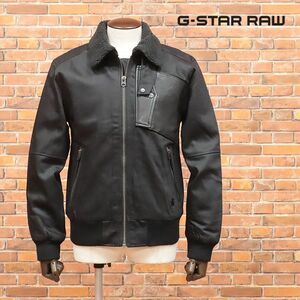 1円/秋冬/G-STAR RAW/XSサイズ/ミリタリー ブルゾン BOLLARD BOMBER D13985-6578 レザーポケット 襟ボア 中綿 新品/黒/ブラック/ia116/