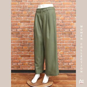 1円/秋冬/FOSSI/40(M)サイズ/ウール オックス タック ワイド パンツ 日本製 フォッシィ 新品/カーキ/hz577/