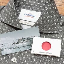 1円/GALLIPOLI camiceria/44(S)サイズ/シャツ オーストリア製生地 幾何学プリント カッタウェイ 長袖 日本製 新品ダークグレー/hc109/_画像8