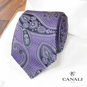 CANALI/イタリア製ネクタイ 艷やかシルク100％ ジャガード ペイズリー柄 ラテン モダン ラグジュアリー 色気 新品/紫/パープル/hb626/