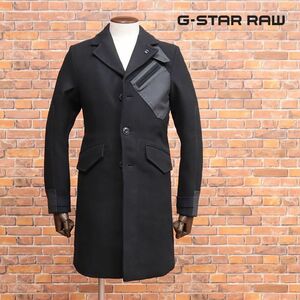 1円/秋冬/G-STAR RAW/XXSサイズ/チェスターコート VARVE WOOL COAT D13998-A958 ウール混フラノきれいめ 上品 新品/黒/ブラック/ia159/