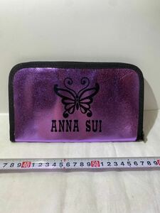 NN117財布 ファスナー ブラック レザー annasui アンナスイ　レア　ポーチ　