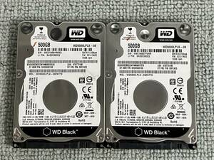 中古 HDD 2個セット WD Black WD5000LPLX-08 2.5インチ SATA 500GB 7200rpm