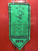 ビンテージ70’s●WOODSTOCKフェルトバナーカレンダー1974●240107m8-signスヌーピーウッドストックピーナッツインテリア_画像1