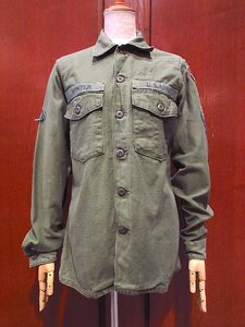 ビンテージ60's●U.S.ARMYコットンサテンユーティリティシャツsize 14 1/2 x 33●240114m4-m-lssh-mltミリタリートップスメンズ古着