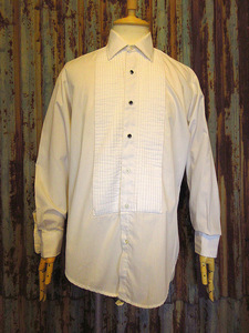 ビンテージ70’s●after Sixリブフロントプリーツドレスシャツ白size 15/33●240124k1-m-lssh-drs 1970s長袖スタッドボタンシングルカフス
