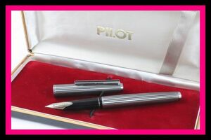  ●PILOT/パイロット●CUSTOM/カスタム●H874●ペン先 18K-WG/18金 ホワイトゴールド Fニブ●ブラック×シルバー ストライプ●ペンケース●