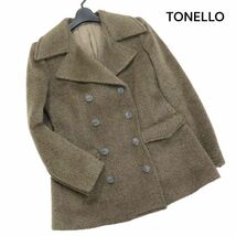 イタリア製★ TONELLO トネッロ 秋冬 モヘア&ウール♪ 起毛 Pコート Sz.40　レディース　K3T01280_C#N_画像1