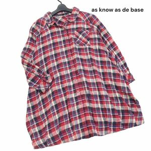 AS KNOW AS olaca As Know As o Ora ka long sleeve flannel check shirt One-piece Sz.15 lady's large size K3T01309_C#C