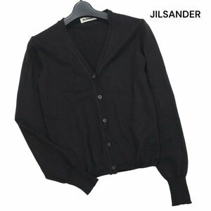 JIL SANDER ジルサンダー 秋冬 ウール100% ベーシック ニット カーディガン Sz.34　レディース 黒 イタリア製★　K4T00019_1#N