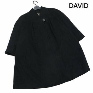 DAVID デヴィッド 秋冬 カシミヤ100%♪ Aライン コート Sz.9AR　レディース 黒 フォーマルにも　K4T00032_1#N