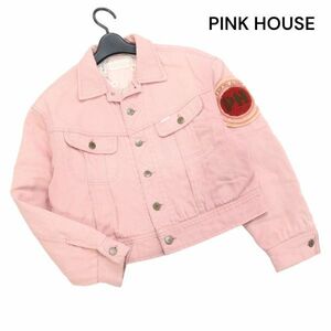 PINK HOUSE ピンクハウス 秋冬 ロゴ ワッペン♪ 中綿 ショート デニム ジャケット Gジャン Sz.F　レディース　K3T01314_C#O