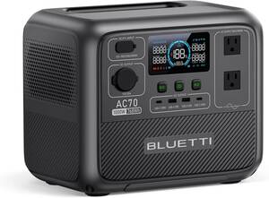 新品　BLUETTI ポータブル電源 AC70 大容量768Wh AC1000W(瞬間最大1500W) 45分で80%まで急速充電 APP遠隔操作 UPS機能 電力リフト機能