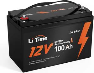 新品　LiTime 12V100Ahリン酸鉄リチウムイオンバッテリー 2023年新型ヒーター付 LiFePO4リチウムバッテリー 100AのBMS 低温保護付き