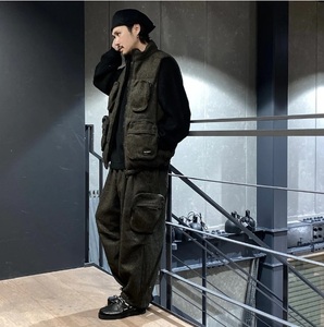 ◆ Lサイズ 定価33000円 タイトブース TIGHTBOOTH PRODUCTION TBPR TWEED CARGO PANTS #OLIVE FW23-B01 ツイード カーゴ パンツ オリーブ