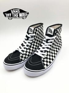 【未使用品】 VANS バンズ V38CL + DECON ハイカット スニーカー オールドスクール スケボーシューズ サイズ27.5cm チェッカー 黒白 593406