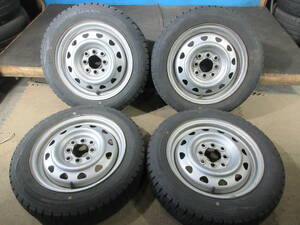 DUNLOP WINTERMAXX WM02 155/65R14 14X41/2J 4H100 4本 №07014 室内保管 冬タイヤ スタッドレス 2020年製 スチールホイール 軽自動車等