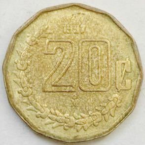 海外コイン　メキシコ　20センタボ　アルミニウム青銅貨　1997年