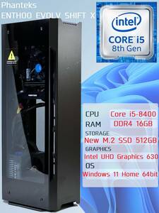 □ Phanteks ENTHOO EVOLV SHIFT X 柱型PC Core i5-8400 RAM 16GB 新品 M.2 SSD 512GB ASRocK B360M-ITX/ac SCYTHE SPGT3-500P □ W01-0110