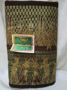 インドネシア バティック 生地 幅109×184cm 金色×茶 古代総柄 ラクダ