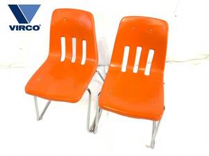 【米軍放出品】VIRCO LOS ANGELES 一人掛け 2脚 椅子 イス スタッキングチェア チェア ネイビー(200)☆AA31AK#24