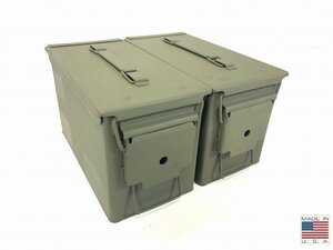 【米軍放出品】☆アンモボックス2個セット M2A1 AMMOBOX ミリタリー アンモ缶 アーモ缶 アモカン 工具箱 弾薬箱 サバゲー(100)AA4AK＃24