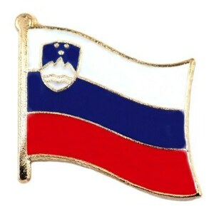 ピンバッジ◆スロベニア 国旗デラックス薄型キャッチ付き 白青赤スラブ色 ピンズ SLOVENIA FLAG ピンバッチ タイタック