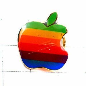 ピンバッジ・アップル虹色林檎マッキントッシュコンピュータ機 APPLE◆フランス限定ピンズ◆レアなヴィンテージものピンバッチ