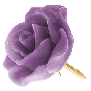 ピンバッジ◆パープル 紫色 バラの花 ばら ローズ 薔薇 ピンズ ピンバッチ 留め金バタフライ型キャッチ付 プラスチック製
