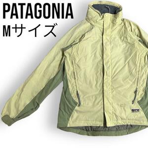 patagonia パタゴニア 84260 ナノエアージャケット レディース M ナイロンジャケット 裏ボア 防風 アウトドアウェア 送料無料 古着 黄緑 緑