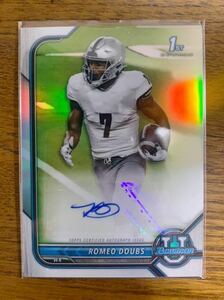 Romeo Doubs Topps Bowman University Football 2021-22 Refractor Auto 直筆サイン 1st Bowman ロメオダブス パッカーズ NFL 大活躍