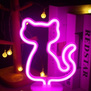 【送料無料！】 ☆★ 猫 ネオンサイン 猫グッズ NEON SIGN お店・クラブ・バー・キッチンカー・MY ROOM ★ 用途多彩・USB＆電池対応 ★☆