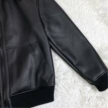 【美品】ZARA ザラ ダブルフェイス フェイク ムートン ボアジャケット フェイクレザー ブラック 黒 Lサイズ_画像7