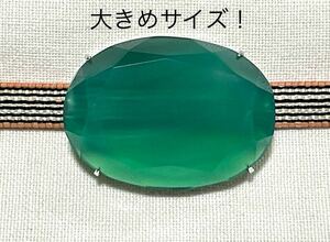 NO.1235 帯留め 天然石 縞瑪瑙 緑(帯留 帯飾り 和装小物)