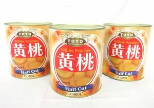 送料300円(税込)■az701■◎缶詰 TOYO 黄桃 2つ割り 3000g 3缶【シンオク】