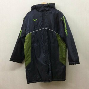 A451 MIZUNO box root station . bench coat M navy Logo print Zip up with cotton outer snowsuit land reverse side f lease Mizuno 