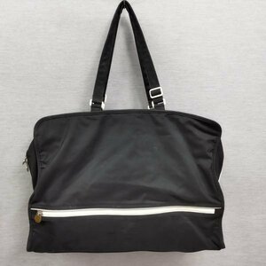 A443 Courrges クレージュ ボストン バッグ ハンド BAG ビジネス 旅行 大き目 容量 B4可 ポケット多 ブラック 黒 ラウンドジップ