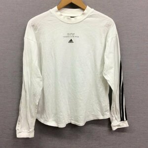 Z241 Adidas アディダス カットソー ロン Tシャツ ホワイト サイズ M レディース スポーツ 袖 プリント ブランド ロゴ コットン 古着