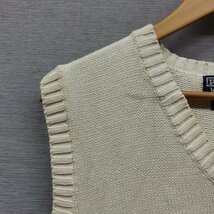 A527 POLO RALPH LAUREN ポロ ラルフローレン コットン ニット ベスト Vネック 90年代 香港製 古着 ヴィンテージ サイズ M アイボリー_画像4