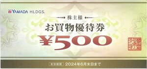 甲南☆ヤマダ電機☆株主様お買物優待券☆1,000円分(500円券×2枚)☆2024.6月末日【管理4457】