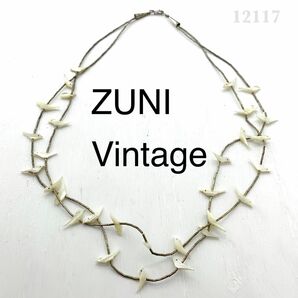 ズニ族　スターリング シルバー925 フェティッシュ　ダブル ネックレス ZUNI シェル