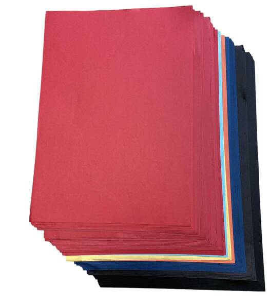 C 八ツ切サイズ　色画用紙　50枚まとめて　セット　ペーパークラフトに　ハンドメイドに　マルアイ　赤　黒　黄　橙　青