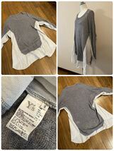 名作 本物 Y's ワイズ ヨウジヤマモト Yohji Yamamoto コレクション 切り替え ドッキング 麻 リネン ニット セーター シャツ ワンピース 2_画像2