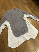 名作 本物 Y's ワイズ ヨウジヤマモト Yohji Yamamoto コレクション 切り替え ドッキング 麻 リネン ニット セーター シャツ ワンピース 2_画像3