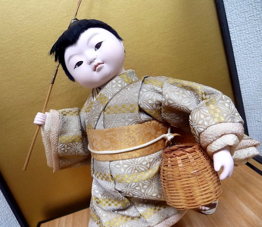 (☆BM) Taikobo/Junge, japanische Puppe, Angeln, Kind, Junge, Höhe 40, 5 cm, Glaskasten, Ichimatsu-Puppe, Mai-Puppe, Festival, Glücksbringer, antike Retro-Puppe, Jahreszeit, Jährliche Veranstaltung, Kindertag, Mai-Puppe