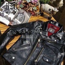 高品質 ダブルライダース 茶芯 馬革 レザージャケット 本革 ホースハイド 植鞣し 革ジャン バイクレザー アメカジ メンズ S～5XL_画像4