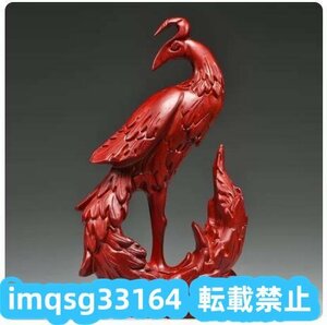 cm 新入荷☆ 紅花梨実木質彫刻吉祥鳳凰置物高さ12
