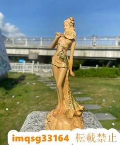 ◆女性像/彫刻工芸品/手作りデザイン/文遊びの手/置物 ャイナドレス 【極上の木彫】◆美女◆女神◆ヌード◆美少女 17cm