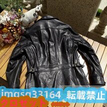 馬革 姫路レザー S～5XLサイズ選択可 ホースハイド コサック 1900s 強くお勧め★1.2mm ブラック ワーカーズジャケット カーコート_画像3