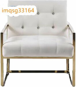 ベルベット調 椅子 北欧家具ビンテージ 白いソファーの椅子 シングル 布地 ソファ 1人掛け